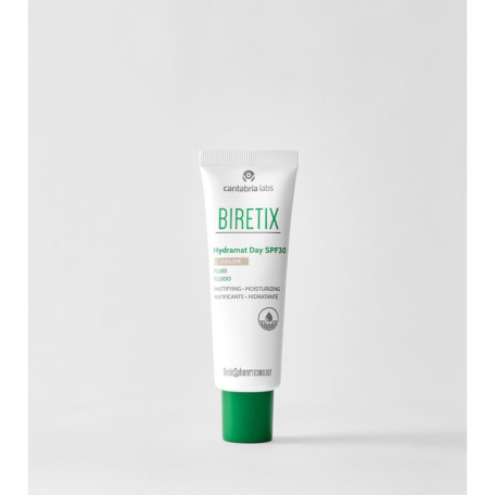 Cantabria Labs Biretix Hydramat Day Colour SPF 30 Матуючий флюїд з тоном для проблемної шкіри SPF 30