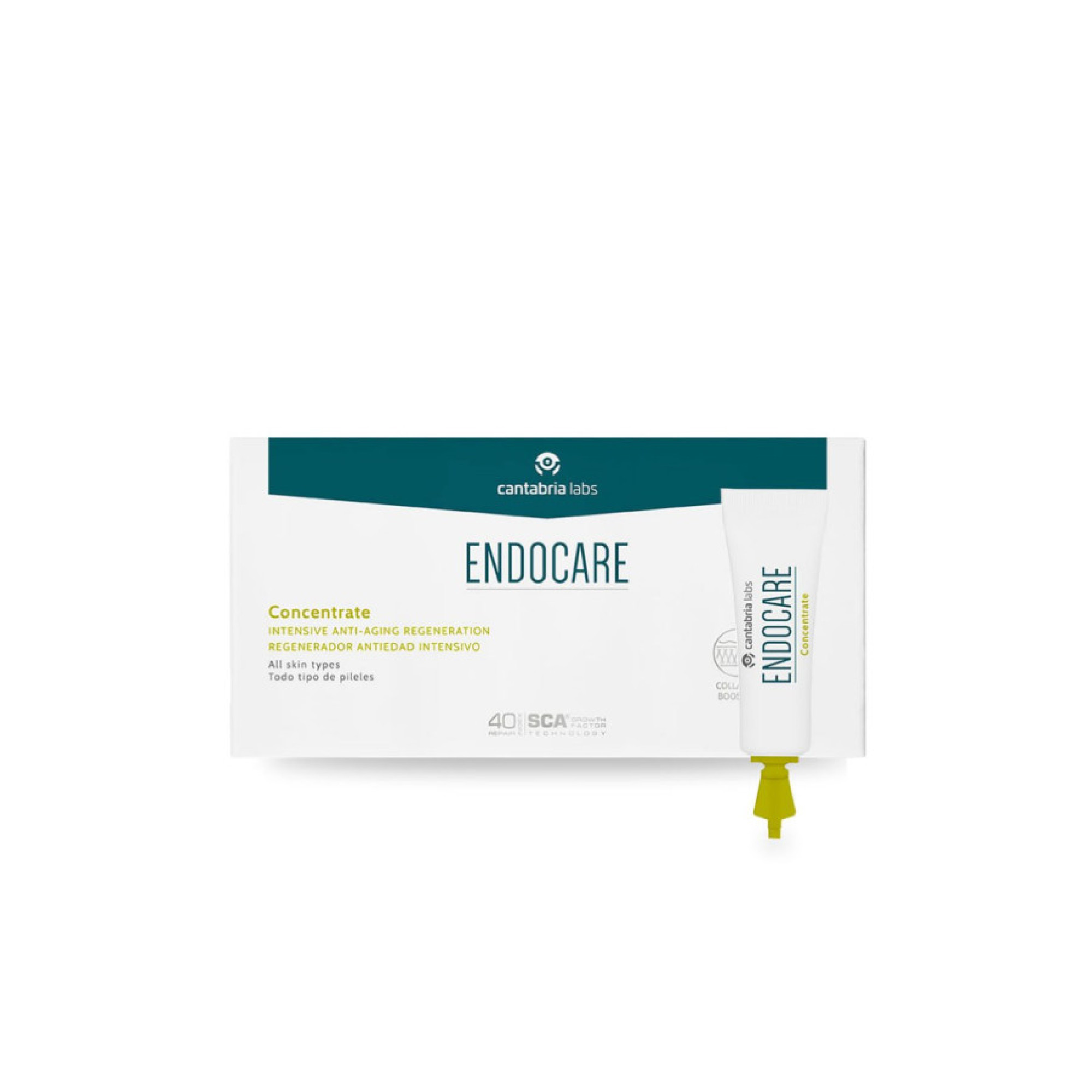 Cantabria Labs Endocare Concentrate Регенеруючий ліфтинг-концентрат з екстактом слизу равлика 50% і аргиреліном Ендокеа Тенсаж (блістери)